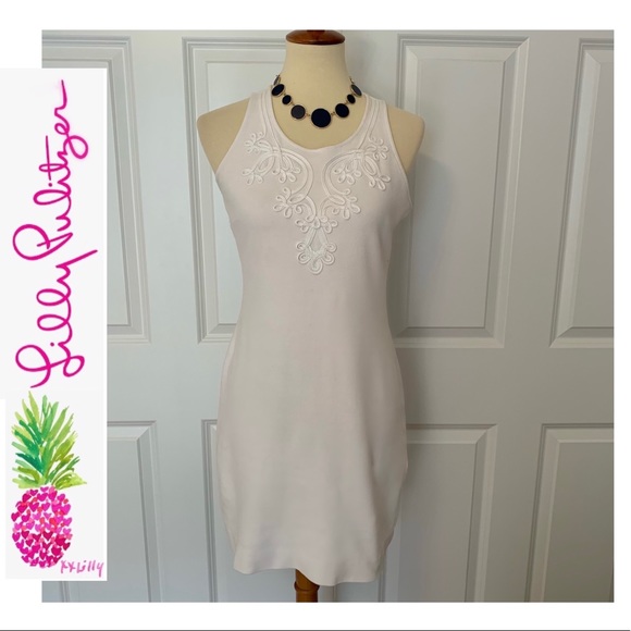 Lilly Pulitzer Dresses & Skirts - 🌴Lilly Pulitzer White Tank Embroidered Stretch Mini Dress